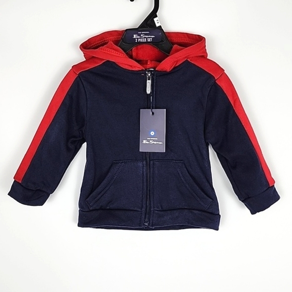 Ben Sherman Youth Boy's 2 Piece Set Hoodie Jacket Joggers Navy Red Sz 18 Months - Picture 2 of 9